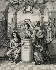 تشارلز الثاني (1630-1685) بصفته راعي الجمعية الملكية ، منقوش بواسطة Wenceslaus Hollar (1607-77) 1667 بواسطة جون إيفلين