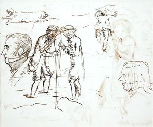 ورقة دراسات مع جون روسكين (1819-1900) وويليام ميليس بواسطة جون ايفرت ميليس