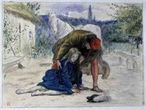 رسم توضيحي من قصيدة "خادمة أفوراين" لروبرت بوكانان (1841-1901) ، حوالي 1862-3 (ألوان مائية) بواسطة جون ايفرت ميليس