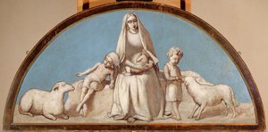 Infancy, lunette from a series of six, c.1847 (oil on canvas) بواسطة جون ايفرت ميليس