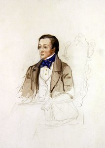 دراسة لصورة R. Stephens من كلية ميرتون ، أكسفورد ، حوالي عام 1850 (قلم رصاص وألوان مائية على ورق) بواسطة جون ايفرت ميليس