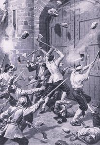 كيس دندي في الأول من سبتمبر 1651: هاجم البحارة الإنجليز ميناء ويلجيت ، رسم توضيحي من "المعارك البريطانية على الأرض والبحر" بواسطة جون ف. كامبل