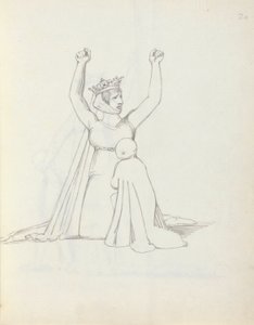 السيدة Siddons as Constance، 1783 (قلم وحبر وغسل على ورق) بواسطة جون فلاكسمان