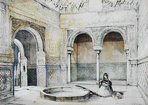 الجزء الداخلي لقاعة أبينسيراجيس (سالا دي لوس أبينسيراجيس) ، من "اسكتشات ورسومات قصر الحمراء" ، نقشها ويليام جوتشي (1825-1854) بواسطة جون فريدريك (بعد) لويس