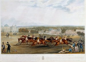 Prix du jockey club a Chantilly in 1841 Print by John Frederick Herring (1795-1865) (ec.engl.) 1841 Collection privee بواسطة جون فريدريك هيرينج الأب