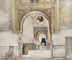قاعة الأختين (Sala de las dos Hermanas) ، من "اسكتشات ورسومات قصر الحمراء" ، محفورة بقلم Willam Gauci (fl.1825-54) ، 1835 بواسطة جون فريدريك لويس
