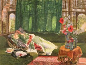 The Siesta ، c.1876 (مرحاض وغواش فوق الجرافيت) بواسطة جون فريدريك لويس