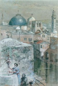 بركة حزقيا في نور الصباح حوالي 1902 (ألوان مائية على ورق) بواسطة جون فوليلوف