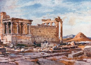 الجانب الجنوبي من Erechtheum ، مع أسس المعبد السابق لأثينا بولياس بواسطة جون فوليلوف