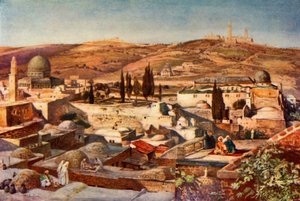 منطقة المعبد وجبل الزيتون من جبل صهيون ، 1902. بواسطة جون فوليلوف