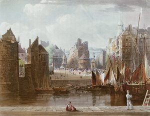 لوهافر ، من "مناظر على نهر السين" ، نقشها توماس ساذرلاند (مواليد 1785) نشرها R. Ackermann (1764-1834) 1821 بواسطة جون جندال
