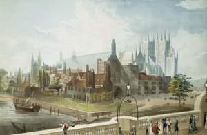 قاعة ودير وستمنستر ، نقشها دانيال هافيل (1785-1826) نشرها رودولف أكرمان (1764-1834) 1819 (ألوان مائية) بواسطة جون جندال