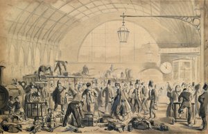 عشية عيد الميلاد في محطة كينغز كروس ، 1870-90 (قلم وغسل على ورق) بواسطة جون جوردون طومسون
