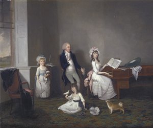 جون ريتشارد كومينز من Hylands Essex مع بناته ، 1775 بواسطة جون غرينوود