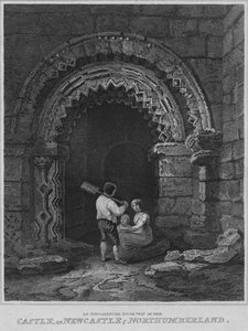 طريق باب مزخرف في القلعة ، في نيوكاسل ، نورثامبرلاند ، 1814 بواسطة جون جريج