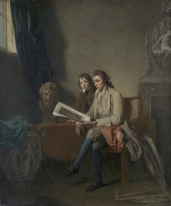 صورة لرجل وصبي ينظر إلى المطبوعات ، c.1765-70 بواسطة جون هاميلتون مورتيمر