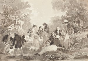 نزهة بجانب البحيرة ، 1825 (مرحاض على ورق) بواسطة جون هاردن