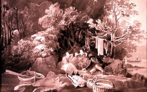 نزهة على بحيرة ويندرمير (حبر على ورق) بواسطة جون هاردن