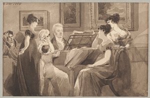 Singsong حول بيانو ، 1806 (مرحاض على ورق) بواسطة جون هاردن