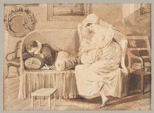 ثلاثة على أريكة ، 1805 (مرحاض على ورق) بواسطة جون هاردن