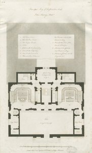 ستافورد - مخطط الطابق الرئيسي لقاعة شاير: نقش ، و [1794-1798] (طباعة) بواسطة جون هارفي