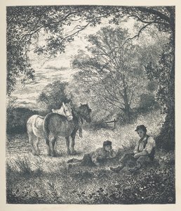 لوحة 11. رجل وصبي وخيول شاير. صور الطبيعة. سلسلة من ثلاثين رسمًا إيضاحيًا أصليًا مرسومة على الخشب بواسطة جيه إتش ديل ونقشها آر. باترسون. جون هنري ديل