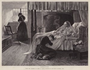 Forgiven, painting by John H Bacon exhibited at the Royal Academy in 1891 (litho) بواسطة جون هنري فريدريك (بعد) بيكون