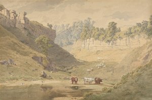 ماشية في حفرة سقي في واد ، 1830-1886. بواسطة جون هنري مول