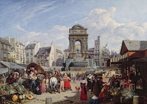 السوق ونافورة الأبرياء ، باريس ، 1823