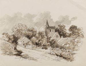 Kewstoke Church and Village، Weston Super Mare، Somerset، 1882 (قلم ، فرشاة وحبر على ورق) بواسطة جون جوزيف باركر