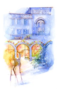 West Elm at Christmas ، 2016 ، (ألوان مائية) بواسطة جون كيلينغ