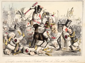قتال رائع بين ريتشارد كور دي ليون وصلاح الدين من التاريخ الهزلي لإنجلترا ، حانة. 1864 (النقش اليدوي)