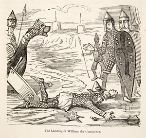 هبوط ويليام الفاتح ، من التاريخ الهزلي لإنجلترا ، حانة. 1864 (نقش خشبي) بواسطة جون ليتش