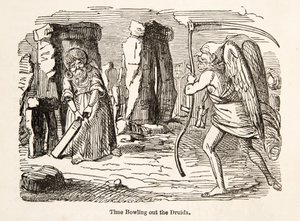 Time Bowling Out the Druids ، من The Comic History of England ، pub. 1864 بواسطة جون ليتش