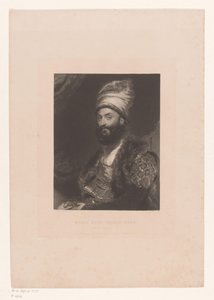 Portret van Mirza Abolhassan Khan Ilchi ميرزا أبو الحسن خان / (السفير الفارسي) (العنوان على الشيء) بواسطة توماس لورانس