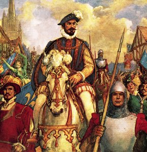 عاد دوق غيز إلى باريس منتصراً في عام 1588 بعد هزيمة المتمردين البروتستانت الفرنسيين.