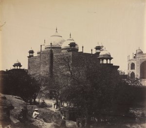 تاج محل ، منظر خلفي للاستراحة ، مع شكل ، ج. 1858-1862.
