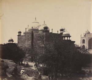 تاج محل ، منظر خلفي للاستراحة ، مع شكل ، ج. 1858-1862.