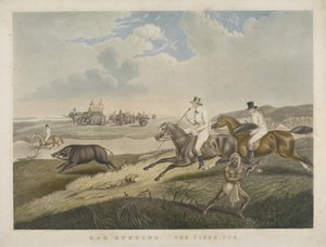 خنزير الصيد: الخنزير المتعب ، محفور بواسطة SW Fores (1785-1825) c.1840 (ألوان مائية يدوية) بواسطة جون بلات