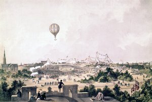 منطاد الهواء الساخن فوق Fairancy Fair ، Princess Park ، Liverpool ، August 1849 بواسطة جون ر. إسحاق