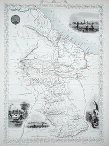 غيانا البريطانية ، من سلسلة خرائط العالم نشرها جون تاليس وشركاه ، نيويورك ولندن بواسطة جون رابكين