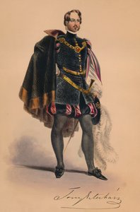 ضيف في زي القرن السادس عشر للملكة فيكتورياس بال كوستوميه ، 12 مايو 1842 ، 1843.