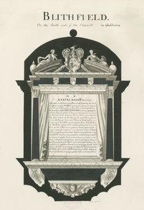Tablet in Blithfield Church - Sir Hervey Bagot, Bart.: sepia drawing, nd [?19th cent] (drawing)