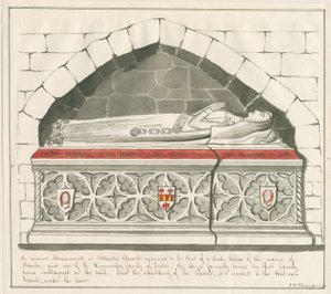 كنيسة Uttoxeter - قبر السيدة Abbess من عائلة Kynnersley: رسم بالقلم الجاف والطلاء ، بدون تاريخ [منتصف القرن التاسع عشر]