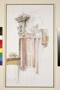 Pilaster على واجهة سانت أناستاسيا ، فيرونا ، يونيو 1869 (مرحاض ولون بودي على الجرافيت على الورق ، حكمت بعض الخطوط)