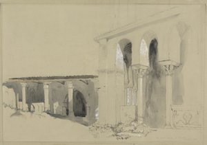 المربع الكبير في Torcello ، 1850 (قلم وحبر وغسل فوق الجرافيت مع الغواش على ورق نسج بني) بواسطة جون روسكين