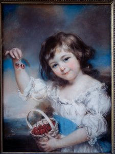 صورة لفتاة صغيرة في سلة الكرز لوحة لجون راسل (1745-1806) من القرن التاسع عشر بواسطة جون راسل