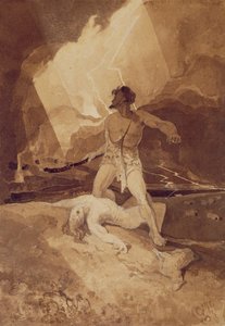 قايين وهابيل ، 1800-03 (غسيل بني داكن على الرصاص الأسود) بواسطة جون سيل كوتمان