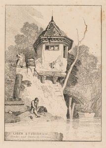 Liber Studiorum ، Frontispiece ، منظر لمنزل حديقة على ضفاف نهر ياري ، 1838. بواسطة جون سيل كوتمان