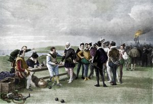 أرمادا في الأفق ، مجرفة بليموث ، 1880 ، 1911 بواسطة جون سيمور لوكاس
